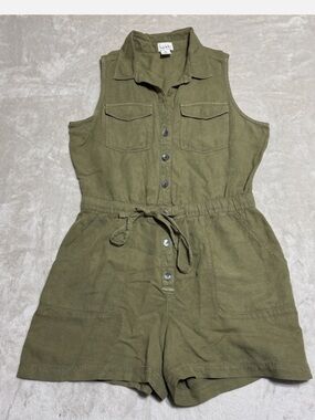 NOT FOR SALE Nicole Miller Olive Sleeveless Utility Romper